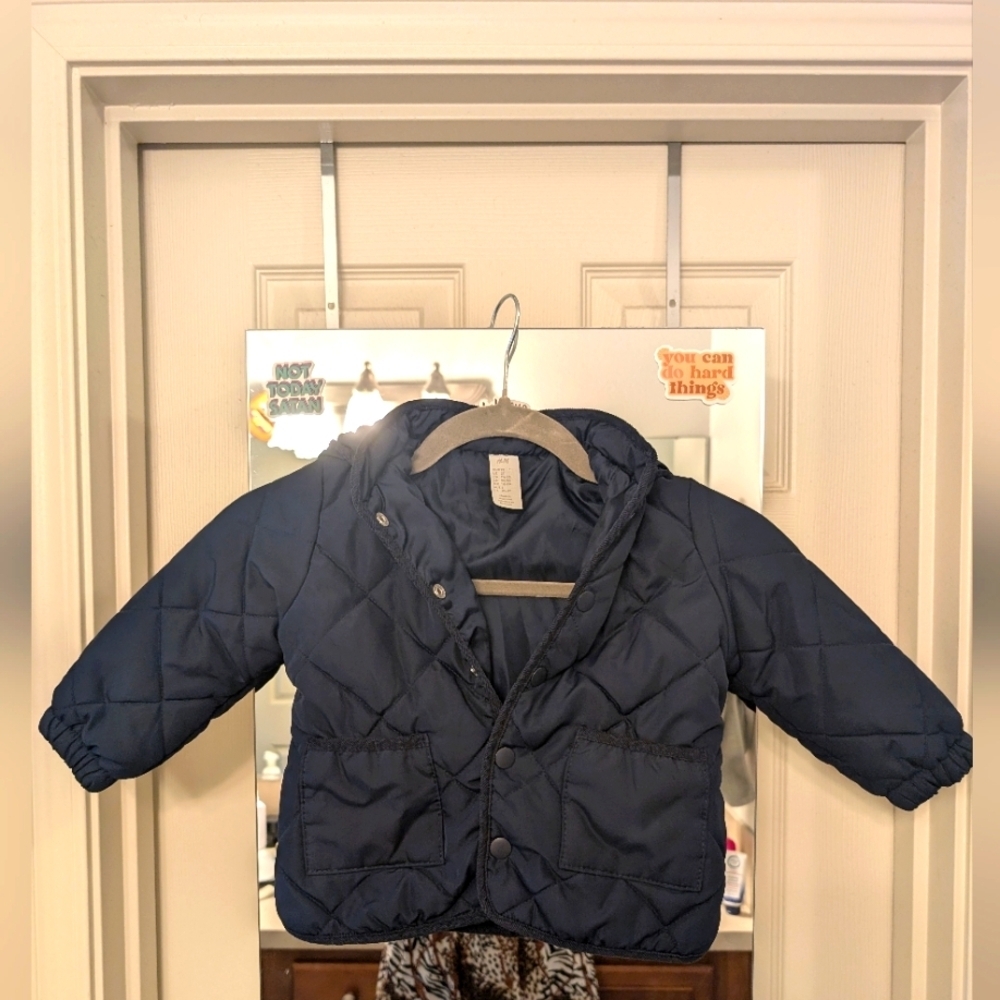 H&M Toddler Blue Puffer Jacket Insulated Quilted Coat Size 2T